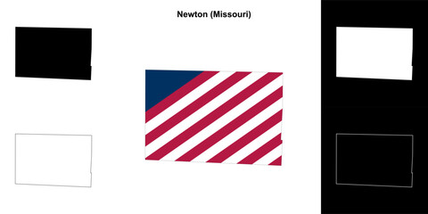Fototapeta premium Newton County (Missouri) outline map set