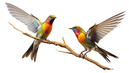 Fototapeta premium Colorful bird on a branch isolated in no background, clipping path included