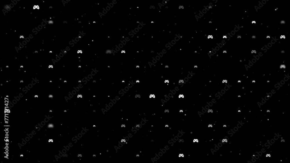 Poster template animation of evenly spaced joystick symbols of different sizes and opacity. animation of tr