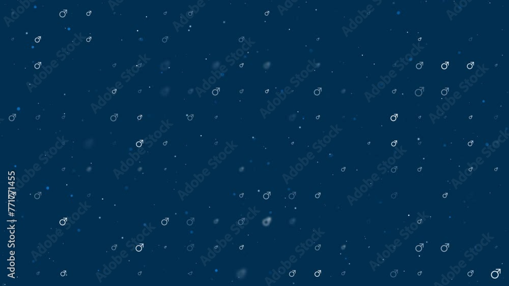 Poster template animation of evenly spaced mars symbols of different sizes and opacity. animation of transp