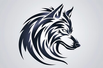 Illustration of a tribal wolf head tattoo
