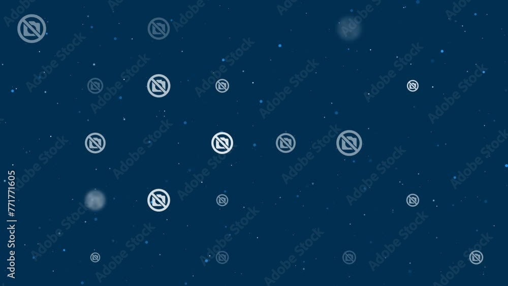 Poster template animation of evenly spaced no photo symbols of different sizes and opacity. animation of tr
