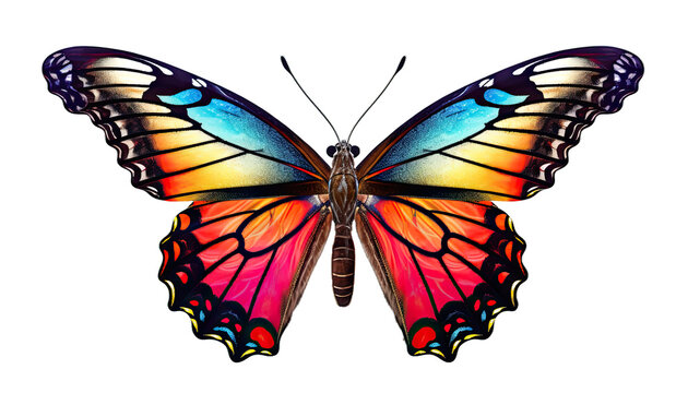 Colorful butterfly isolated in no background with clipping path. High resolution image.
