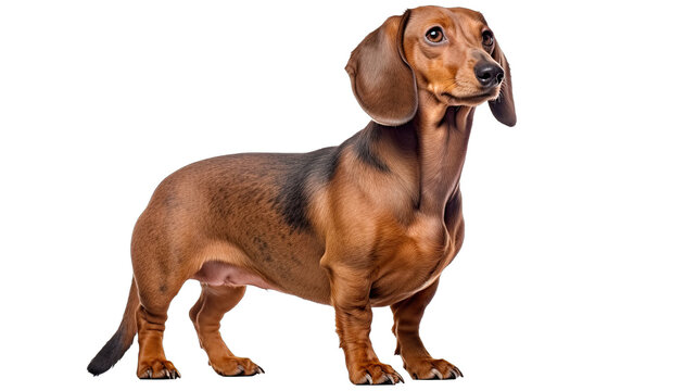 Dachshund dog standing isolated in no background with clipping path