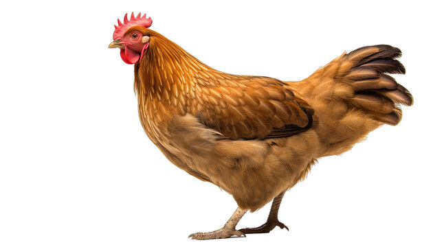 Brown hen isolated in no background. Clipping path
