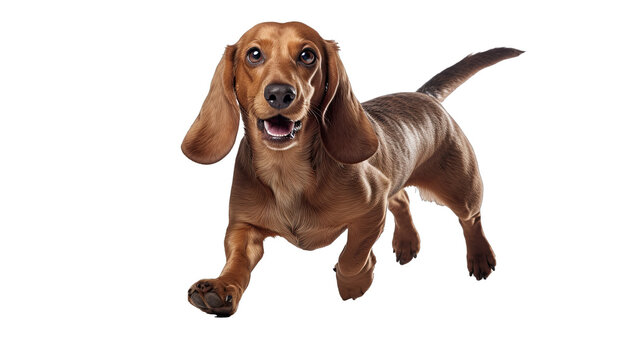 Long-haired dachshund dog isolated in no background