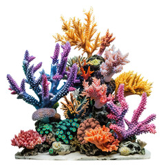 Underwater coral reef on transparent or white background