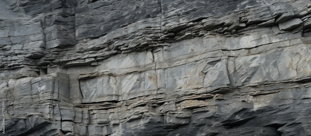Poster a close up of a bedrock formation with rocks on an outcrop. the pattern of rocks on the stone wall c