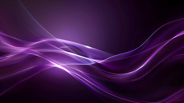 Elegant silky purple waves flow across a dark backdrop, creating a sense of movement and serenity