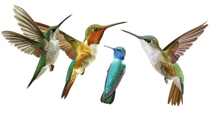 Crédence de cuisine en verre imprimé Colibri Photo realistic small little animal hummingbird set collection. Isolated on white background Generative AI
