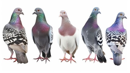 Photo realistic small little animal pigeon set collection. Isolated on white background Generative AI