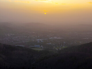 Special weather, a Sahara dust cloud over the Sudety mountains, Southern Poland.