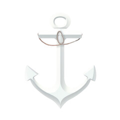 White anchor emblem on transparent background, symbol of symmetry and art - obrazy, fototapety, plakaty