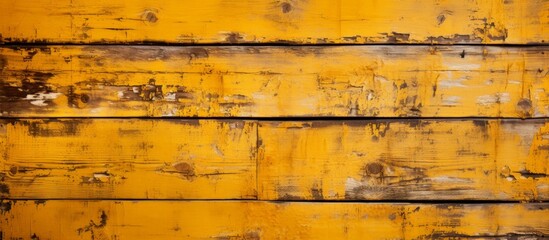 A detailed closeup of a brown wooden wall, showcasing various tints and shades of amber and yellow in a rectangular pattern. The wood stain creates an artful flooring design