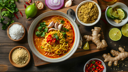 Authentic Preparation and Presentation of Northern Thai Dish-Khao Soi