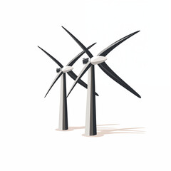 Two wind turbines to generate electricity, Renewable Energy Concept, energy production concept