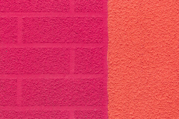Pink brick wall abstract pattern blank surface facade exterior decorative design texture background architecture orange