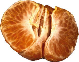 peeled tangerine on a white background