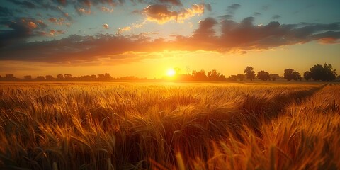 Indian farmers sow wheat seeds at sunrise showcasing sustainable agriculture practices and rural life. Concept Agriculture, Wheat Farming, Sustainable Practices, Rural Life, Sunrise Portrait - obrazy, fototapety, plakaty