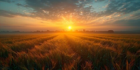 Indian farmers sowing wheat seeds at sunrise: A glimpse into sustainable agriculture practices and rural life. Concept Agricultural Sustainability, Farming Practices, Rural Lifestyle - obrazy, fototapety, plakaty