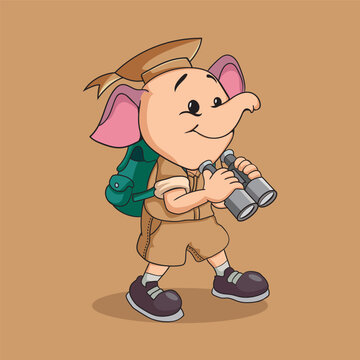 Illustration Vector Graphic of Cute Scout Elephant. Perfect for Merchandise product, like T-shirt, Sticker or Children Book.