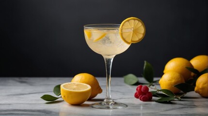 Creative presentation of French 75 Cocktail