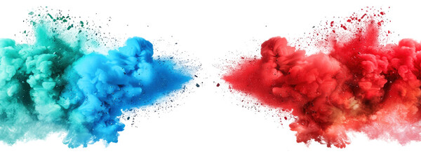 Blue and red smoke merging isolated on transparent background. - 771777879