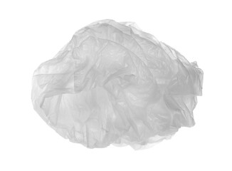 Crumpled nylon bag flying isolated on white, clipping path