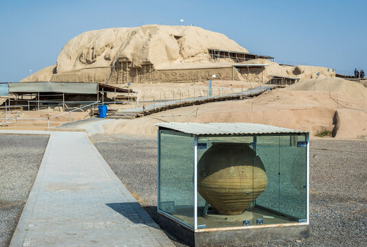 Ziggurat structure in Tepe Sialk archeological site in a suburb of Kashan, Iran
