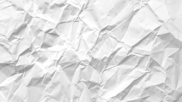 White crumpled paper background texture. Wallpaper. Canvas. Stop motion animation. Seamless looping