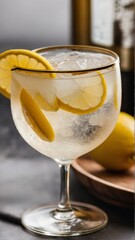 Fototapeta premium Creative presentation of French 75 Cocktail