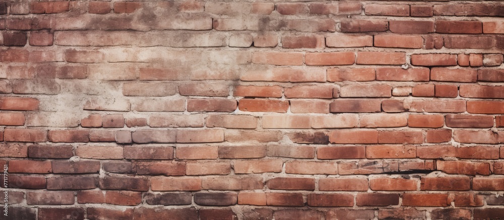 Poster a detailed closeup of a brick wall showcasing the building material used in brickwork. the pattern a