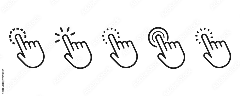 Poster hand click icon set. pointer sign and symbol. hand cursor icon, vector illustration.