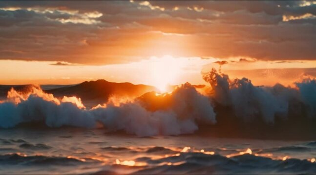 A sunset reflects on ocean waves