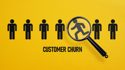 Customer churn is shown using the text
