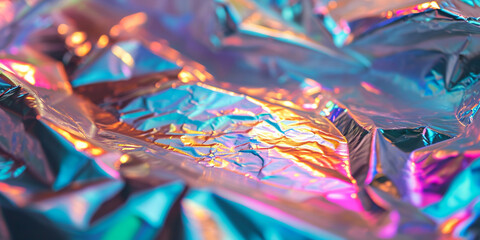 Abstract holographic trendy colorful 3D render beautiful folds of silk in full screen, like beautiful clean fabric background. Simple soft backdrop with smooth folds like waves on liquid surface