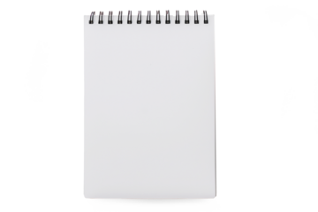 Small Notepad Page with spiral on top on white background