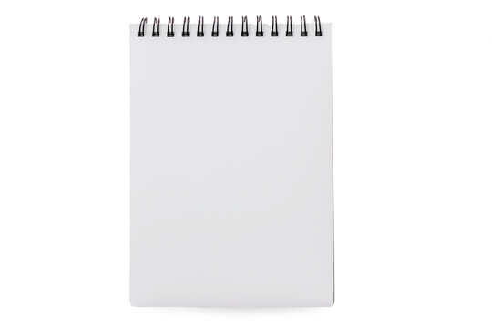 Small Notepad Page with spiral on top on white background