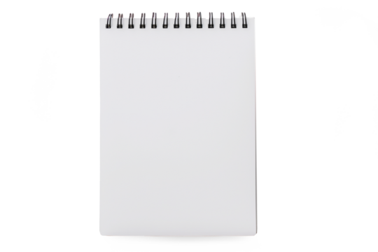 Small Notepad Page with spiral on top on white background