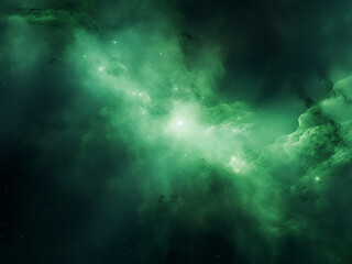 Fototapeta na wymiar Cosmic nebulae green swirling in the cosmos. AI Generation.