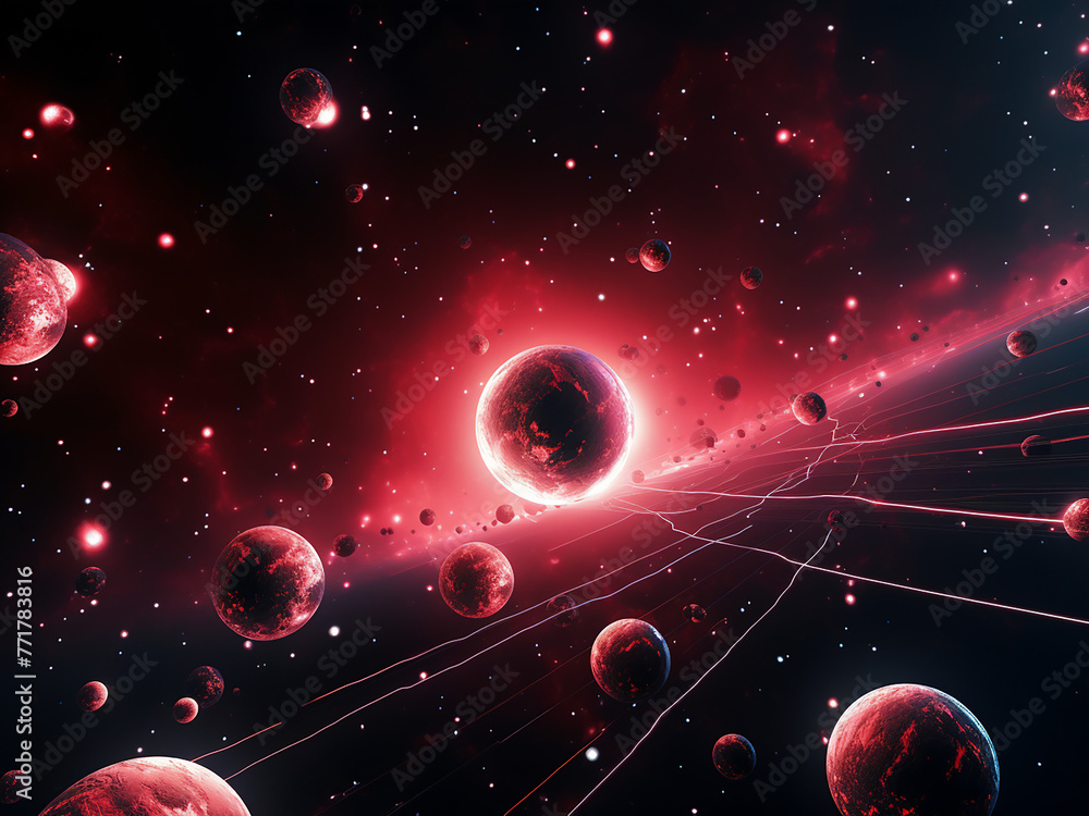 Canvas Prints red planets shining in the galactic abyss. ai generation.