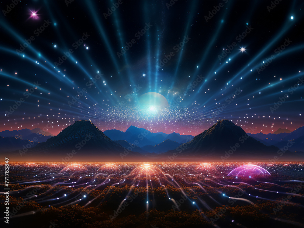 Canvas Prints the enigma of cosmic rays in the cosmos. ai generation.