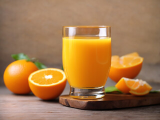 Free photo front view orange juice with a slice of orange