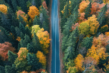 Obraz premium Rural Road Meandering Through Countryside, road adventure, path to discovery, holliday trip, Aerial view