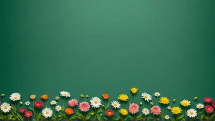 Gordijnen Spring Blossoms on Emerald Background © Santiago