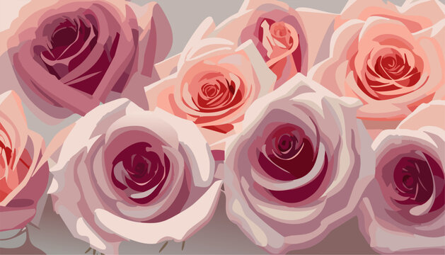 Pink beautiful roses bouquet background