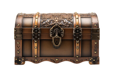 A mysterious wooden chest with an ornate lock resting on top, intriguing and beckoning with secrets