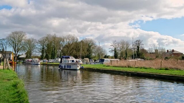 The public moorings in Thurne Dyke, Norfolk Broads