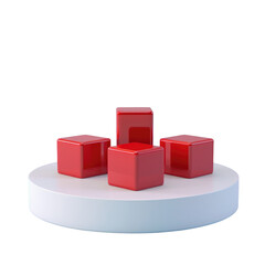 Obraz premium Four magenta toy blocks are displayed on a white podium on a transparent background