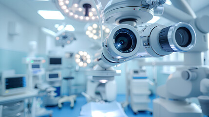 Fototapeta na wymiar Modern equipment in operating room. Medical devices for neurosurgery